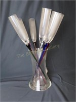 Set of 6 Art Glass Champagne Flutes17.5" Long