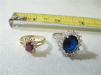 Pink & Blue Stone Rings Sizes 6 3/4 & 10