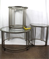 3 Round Ultra-Mod Aluminum & Glass Nesting Tables