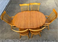 Solid Oak Dining Table w/ 6 Chairs