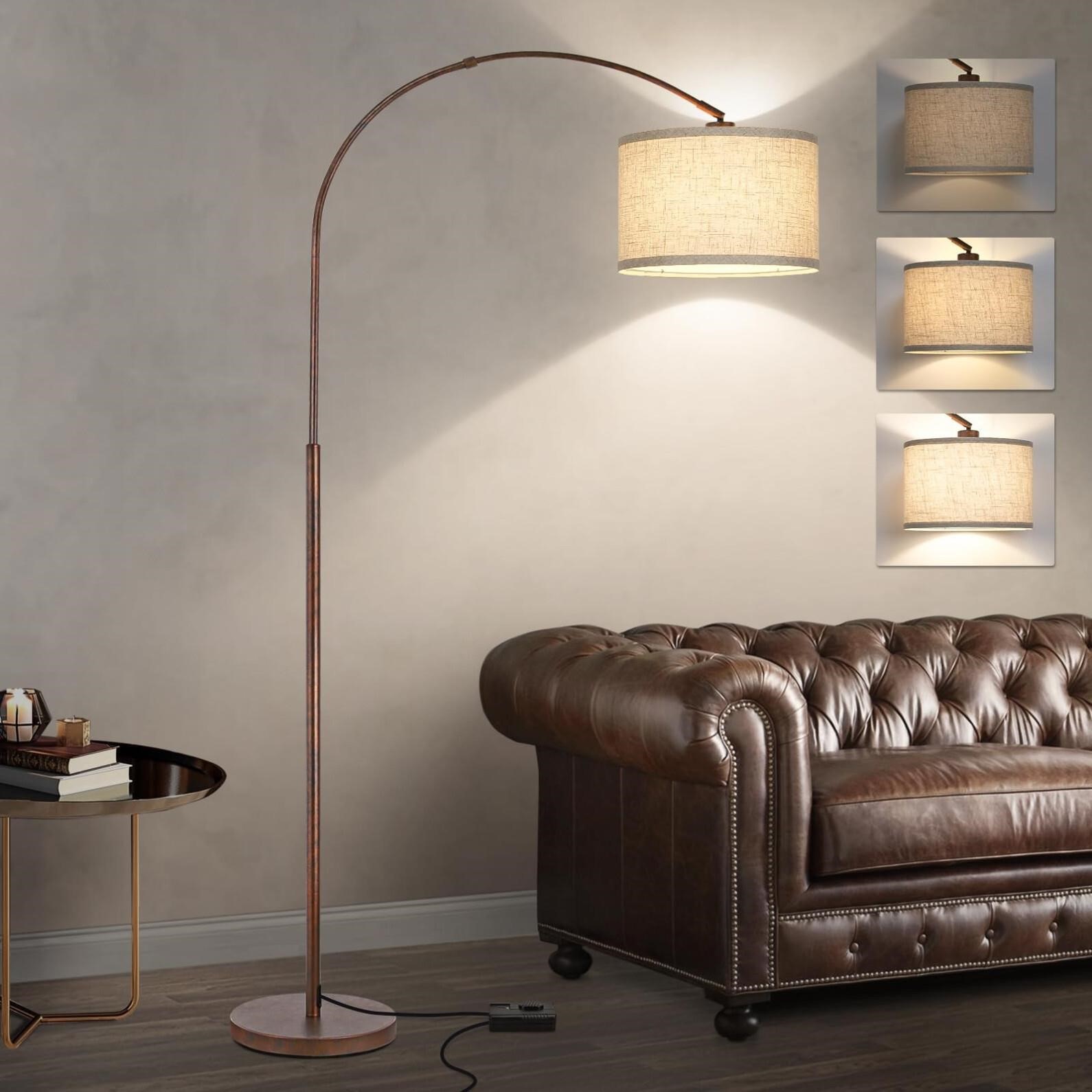 Dimmable Arc Floor Lamps for Living Room, Mid Cent
