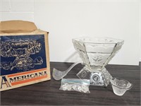 Federal Glass Co Americana Punch Bowl Set