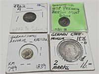 4- 1800's German Silver Coins