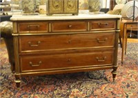 FRENCH MARBLE TOP FIVE DRAWER COMMODE