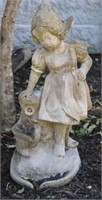 19" Tall Concrete German Girl Fountain