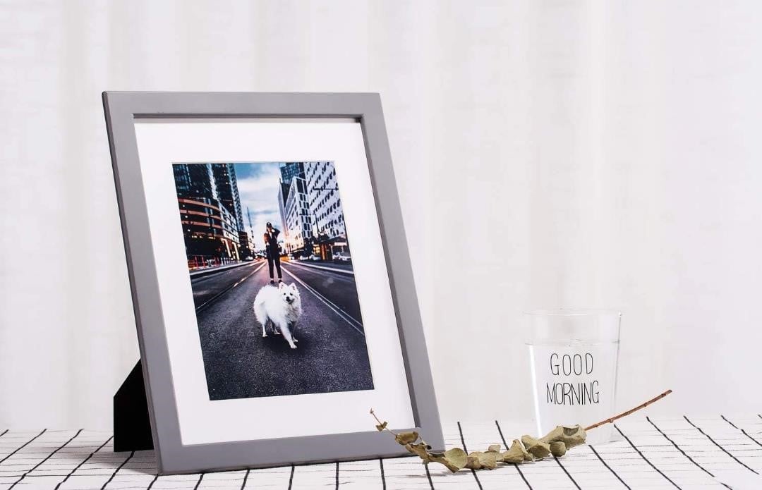 8.5x11 Grey Wood Picture Frame with Glass Panel