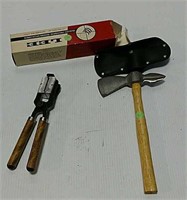 Tomahawk with holder and bullet mold