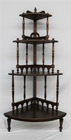 Victorian walnut 4 shelf carved corner stand