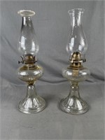 2 Matching Pedestal Oil Lamps