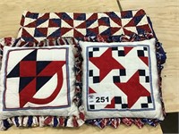 RED, WHITE & BLUE BEDSPREAD QUILT & MATCHING