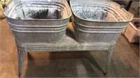 Double galvanized wash tub on stand