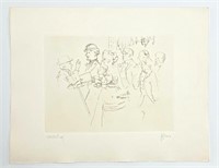 Jack Levine signed original etching "The Wedding"