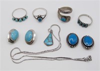 TURQUOISE COLORED LOT (7) PIECES: