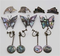 VINTAGE ABALONE INLAY PINS & EARRINGS