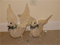 2 outdoor lighted doves 18" - one shows wear