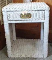 Wicker Rattan Side Table, 18" x 16" x 22"