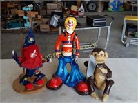Clown Puppet & 2 Paper Mache Characters