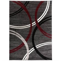 Modern Abstract Circles Design Red 6 ft. 6 in. X 9