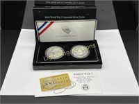 2018 WORLD WAR I CENTENNIAL SILVER DOLLAR SET