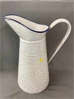 White and Blue Agateware Pitcher