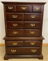 HEAVY AMERICAN DREW SIX DRAWER CHEST ON CHEST