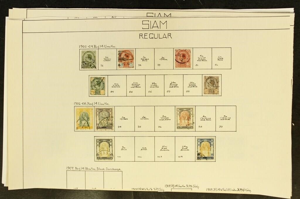 Siam Stamps Used and Mint hinged on old pages, ver