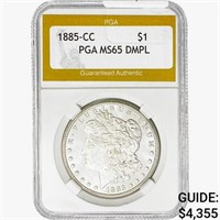 1885-CC Morgan Silver Dollar PGA MS65 DMPL