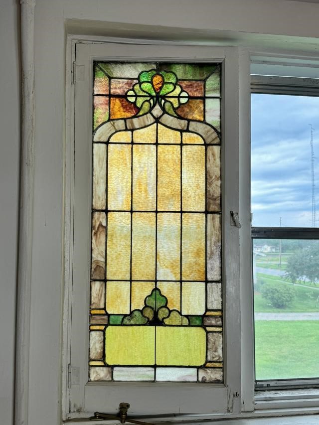 Vintage Stained Glass Window 55 1/2 x 25 1/2