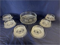 Vintage berry bowl set with under plates