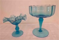 Vintage Blue Glass Candy Dishes