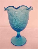 Vintage LE Smith Vintage Blue Glass Grape Pattern