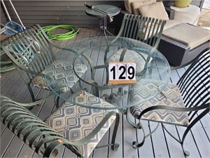 Glass Top Patio Table w/ 4 Chairs 42"
