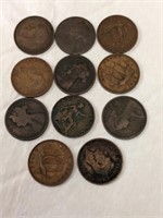 1860, 61,87,97,1908, Etc. GB Half Pennies 11 Total