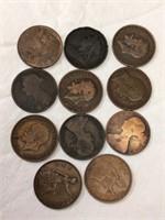 1861 -1930 Great Britain One Pennies, 11 Total