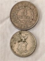 1938 West  Africa 3 Pence, 1944 US Minted WWII