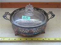 Silver Plated covered divided serving bowl