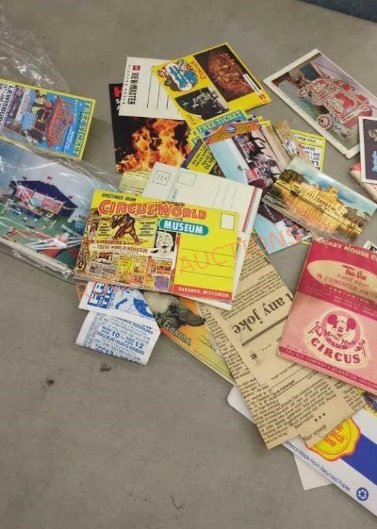 Misc Circus Lot tickets post cards etc