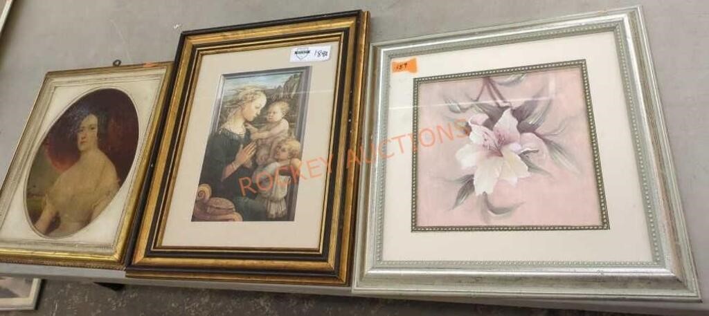 Framed vintage art lot