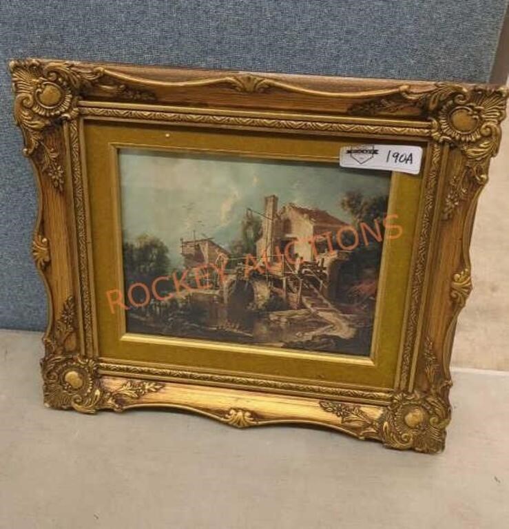 Vintage framed print by Boucher, Mill at Charenton