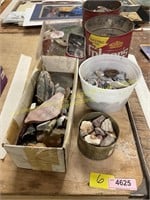 Containers with gems and rocks