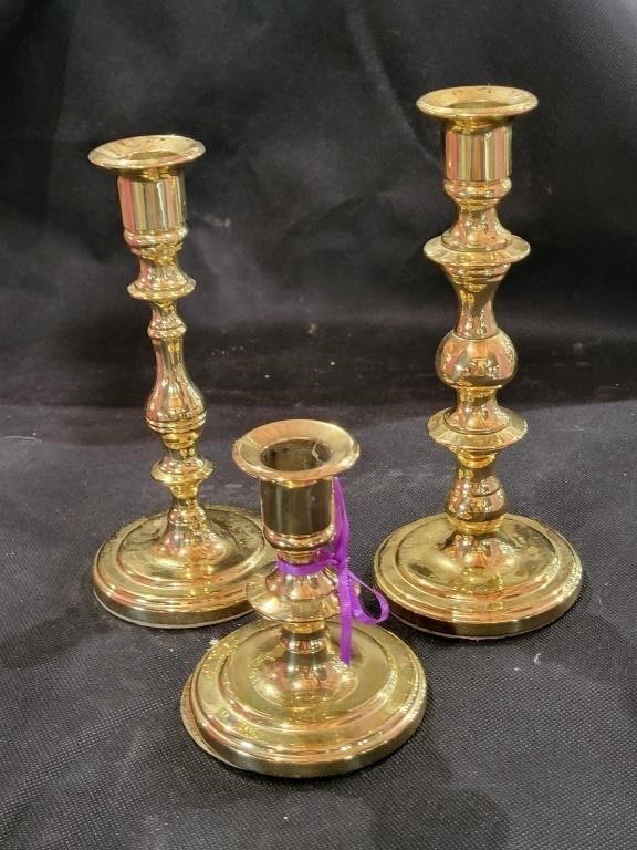 VTG Baldwin Brass Graduated Candle Stick Holders