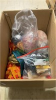 Box lot of sewing items - linens, lace(1244)