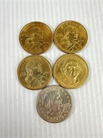 4 Dollar Coins 1 Susan B Anthony, 3 Sacagwea