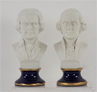 Washington & Jefferson Porcelain Busts