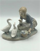 Lladro Figurine 4849 Girl Feeding the Ducks