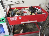 METAL STORAGE SHOP BIN CART W/CONTENTS