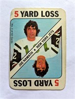 1971 Topps Joe Namath 5 Yard Loss Gain Game