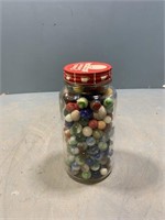Jar of marbles 8” tall