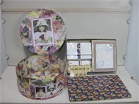 Tin With New Assorted Cards & Hat Box See Info