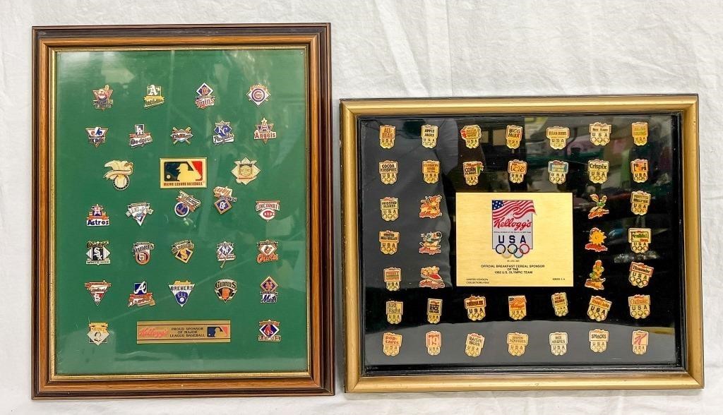 Framed Collectors Pins by Kellog's Major League